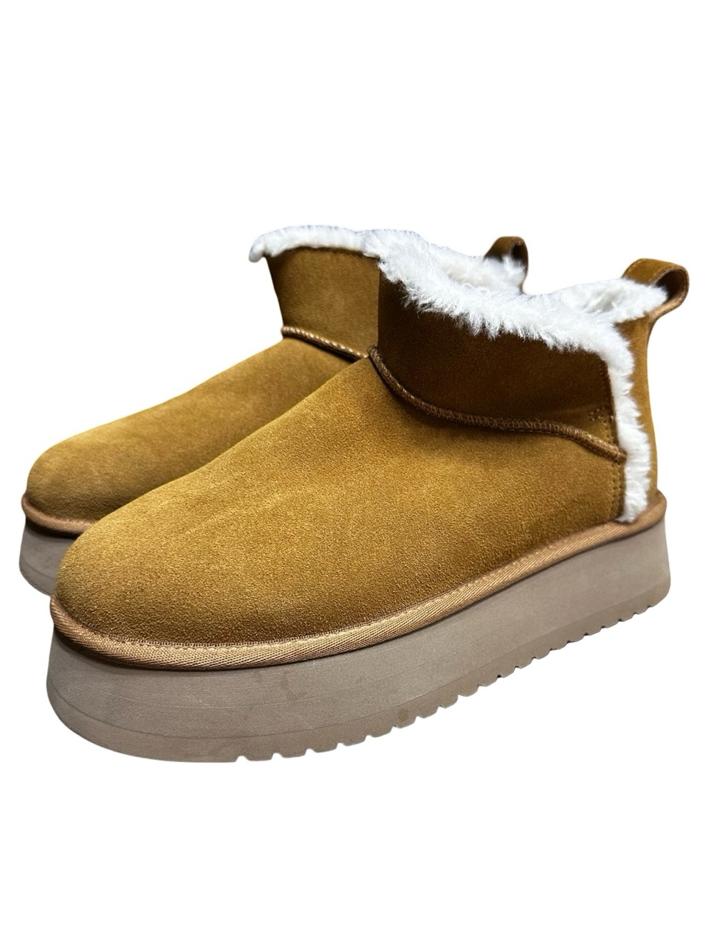 KOOLABURRA by UGG Tan Koola Ultra Mini Platform Booties Size 8 Suede Chunky